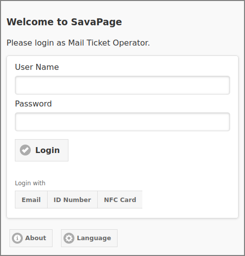 Mail Tickets Web App: Login