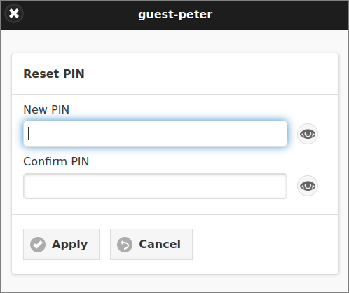 Admin Web App: Internal User - PIN Reset