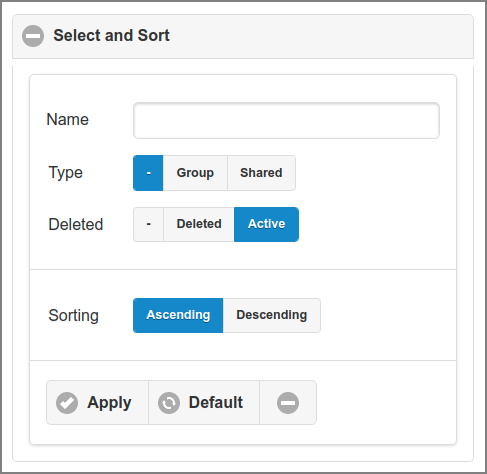 Admin Web App: Account - List - Select and Sort