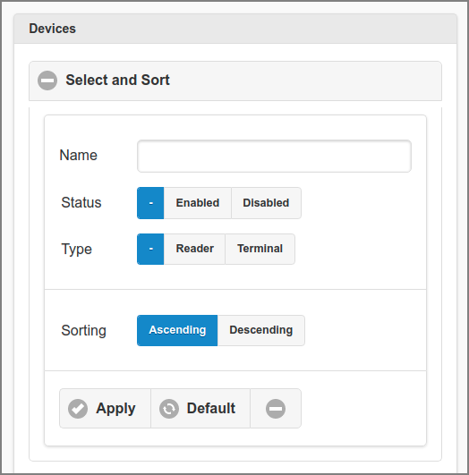 Admin Web App: Device - Select and Sort