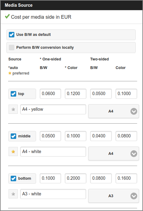 Admin Web App: Proxy Printer - Edit - Media Source