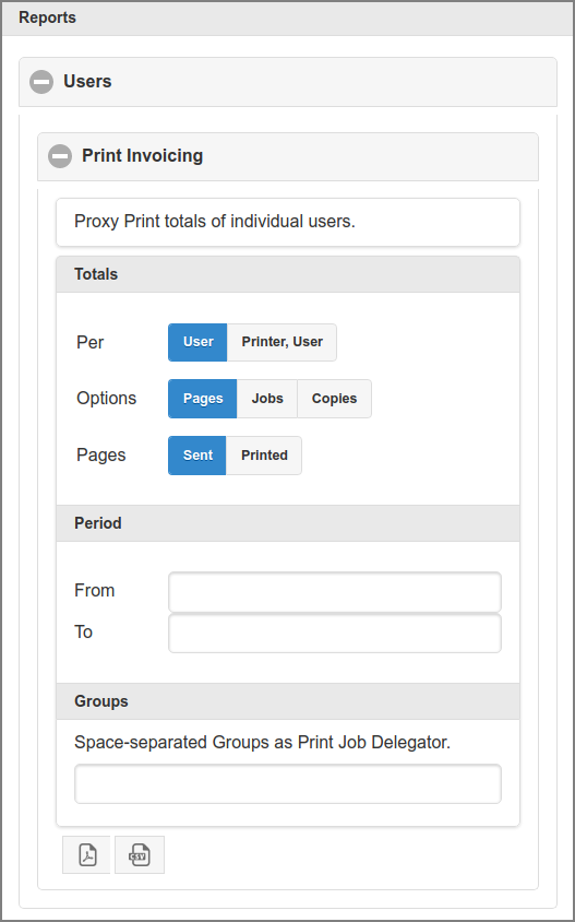 Admin Web App: Print Invoicing Report