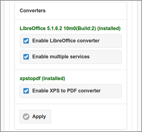 Admin Web App: Options - Converters