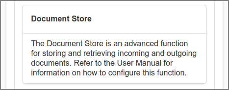 Admin Web App: Options - Advanced - Document Store
