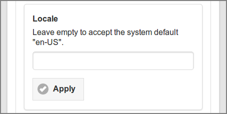 Admin Web App: Options - Advanced - Locale