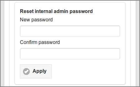 Admin Web App: Options - Advanced - Reset Admin Password