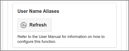 Admin Web App: Options - Advanced - User Name Aliases