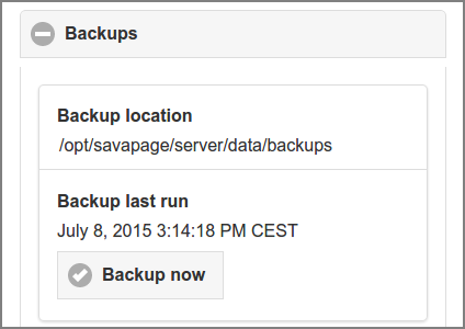 Admin Web App: Options - Backups