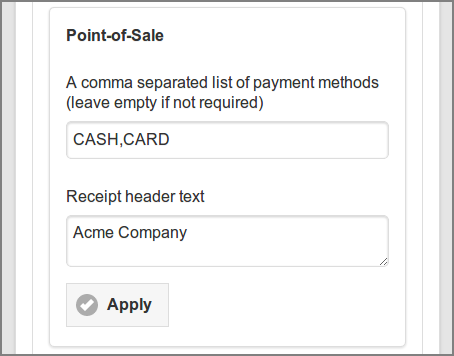 Admin Web App: Options - Financial - POS