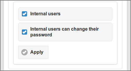 Admin Web App: Options - Internal Users