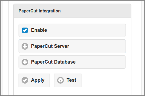 Admin Web App: Options - PaperCut Integration