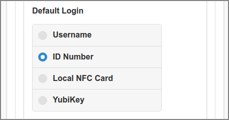 Admin Web App: Options - User Authentication - Default Login