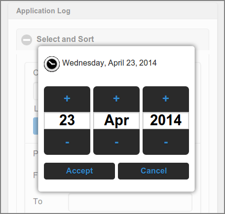 Admin Web App: Log - Select Date