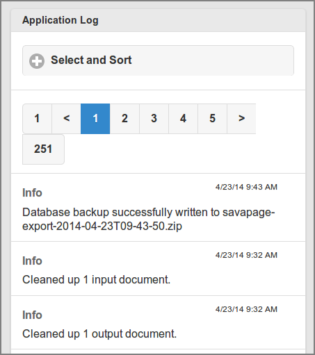 Admin Web App: Log - Select and Sort