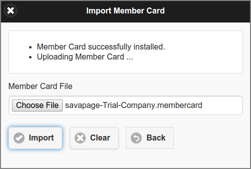 Admin Web App: About - Import Member Card