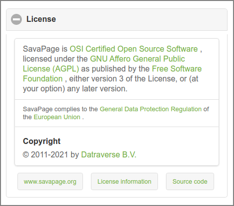 Admin Web App: About - License