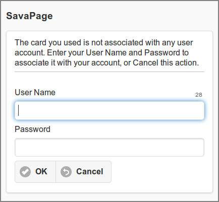 Web App: Login Dialog - Card Self Association