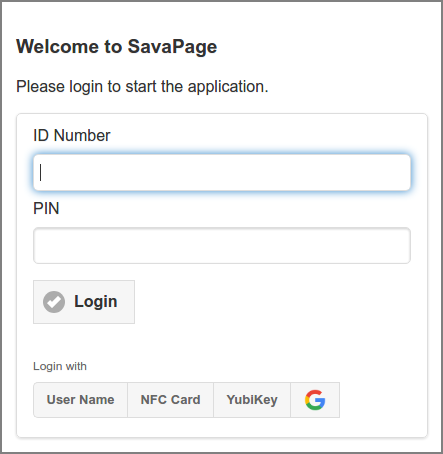 Web App: Login Dialog - ID Number