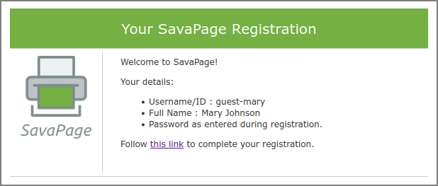 Self Registration Verification Email