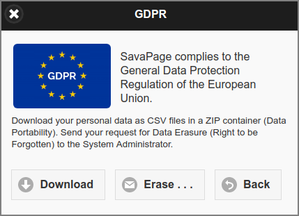 User Web App - GDPR Dialog