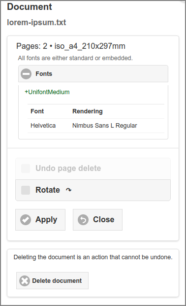 User Web App: Document Details