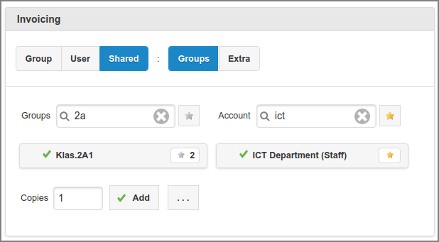 User Web App: Delegated Print - Shared Account Invoicing (Groups)