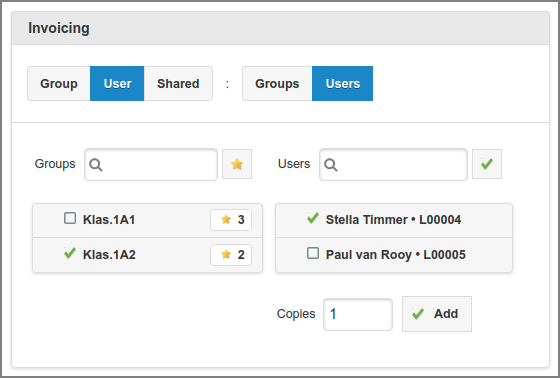 User Web App: Delegated Print - Personal Invoicing (Users)