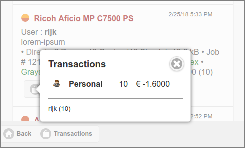 User Web App: Log - Document Transactions