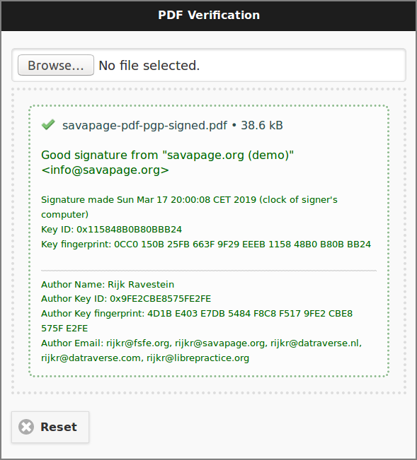 PDF/PGP Verification - Good signature
