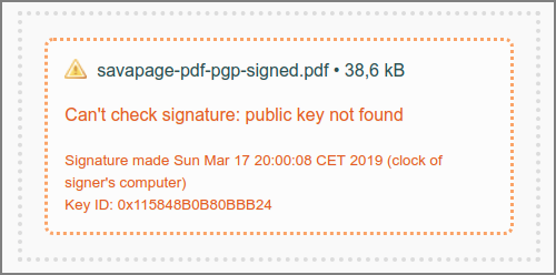 PDF/PGP Verification - Public key not found